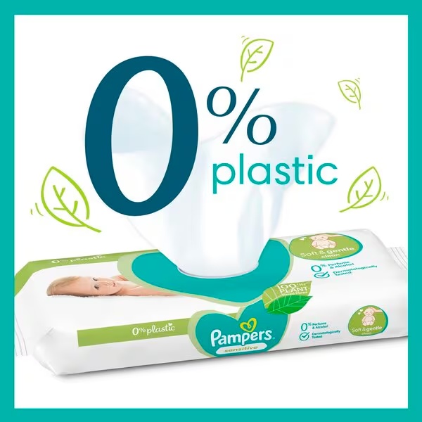Pampers Sensitive 0% Plastic Babydoekjes<br>24 x 52 kosov
