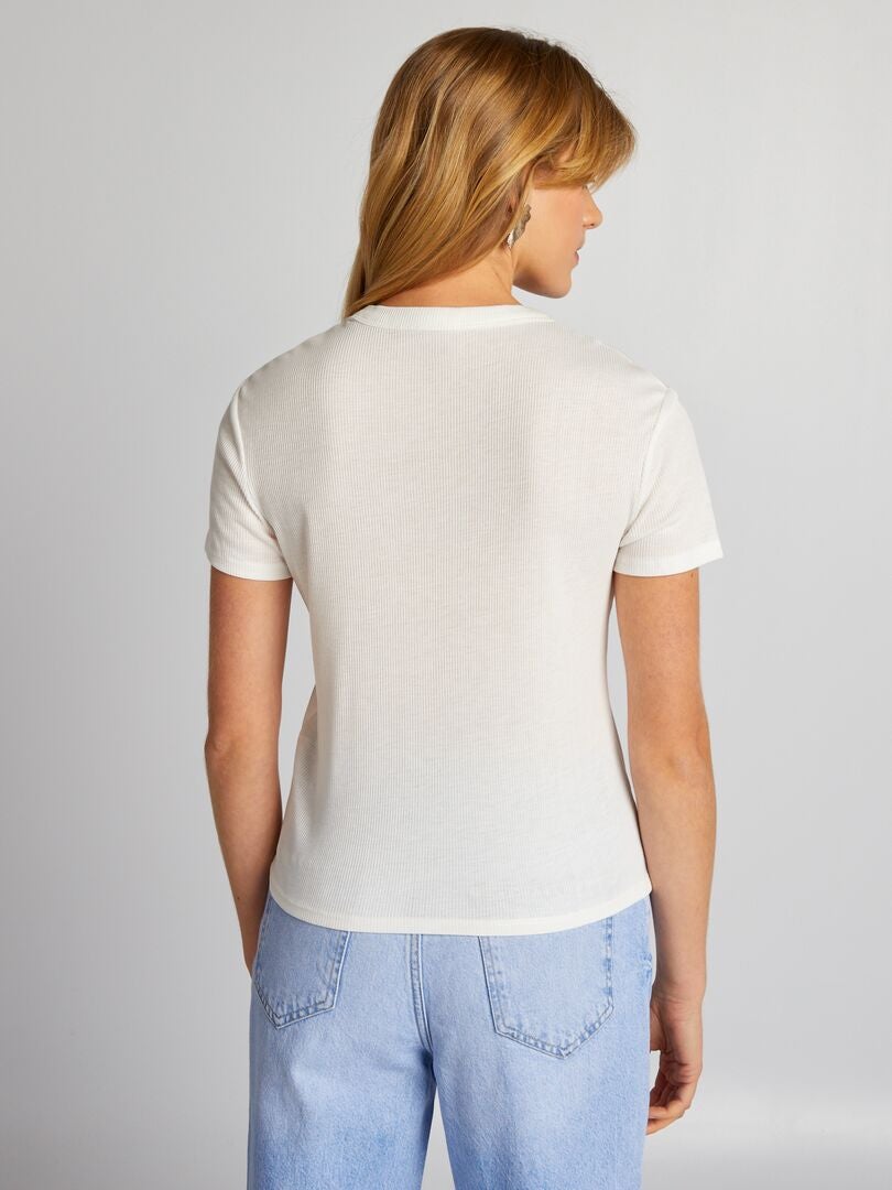 Camiseta de malha canelada - BRANCA