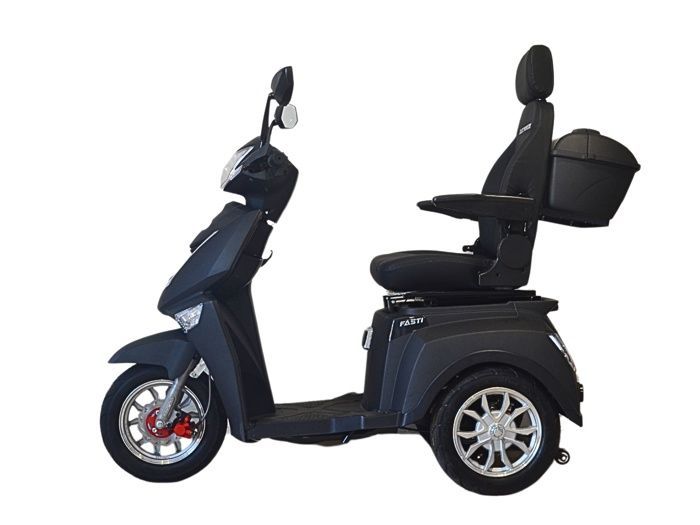 Scooter eléctrico Electroride FATI 3 max de 1000 vatios para personas con movilidad reducida, color negro con techo.