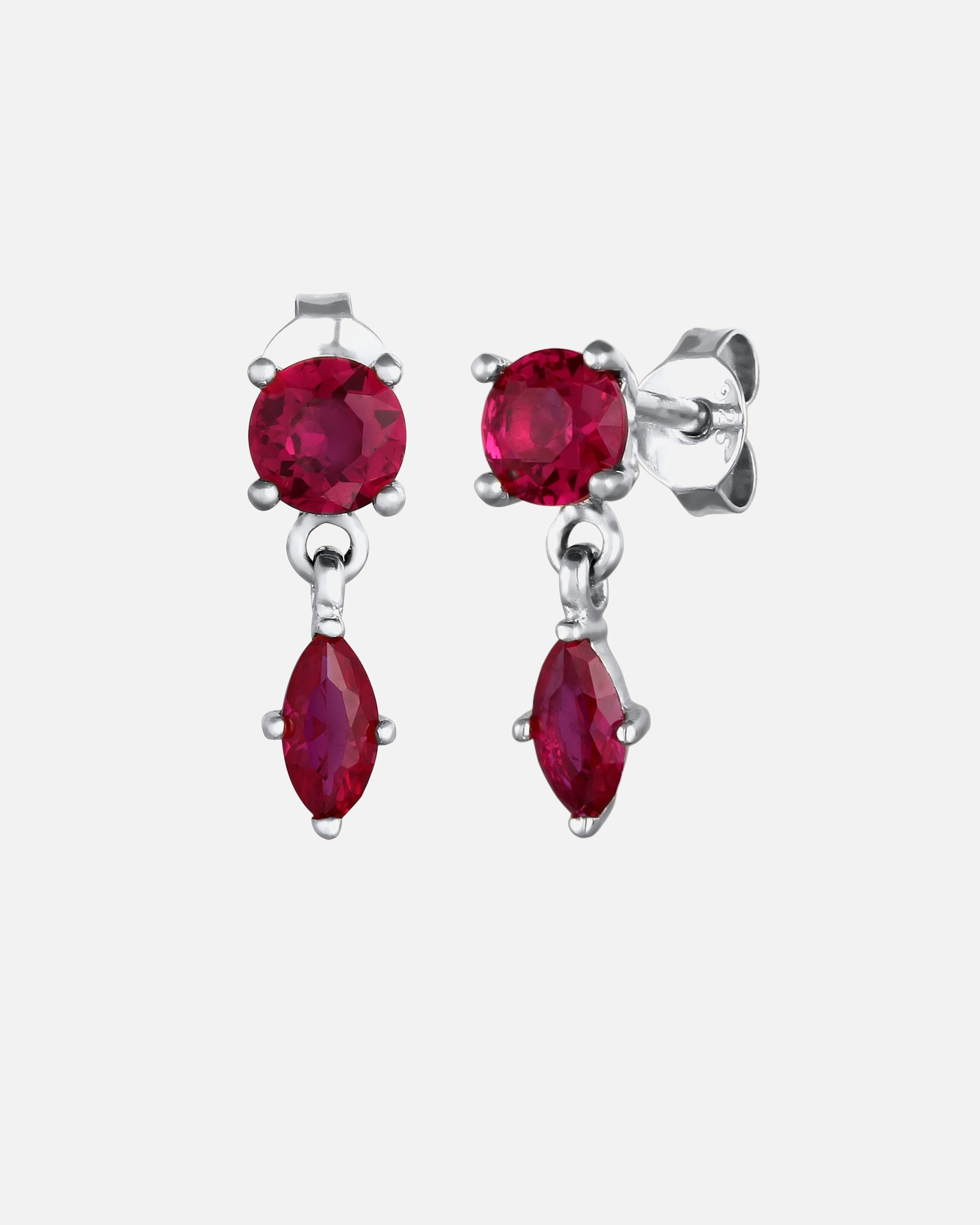 Elli PREMIUM Elli PREMIUM Boucle d'oreille Femmes Rubis Taille Marquise Argent Sterling 925 Tenue de soirée