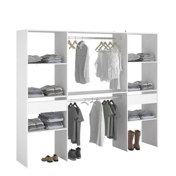 Dressing double ARTIC - L 220 x P 40 x H 180 cm - Blanc - Made in France