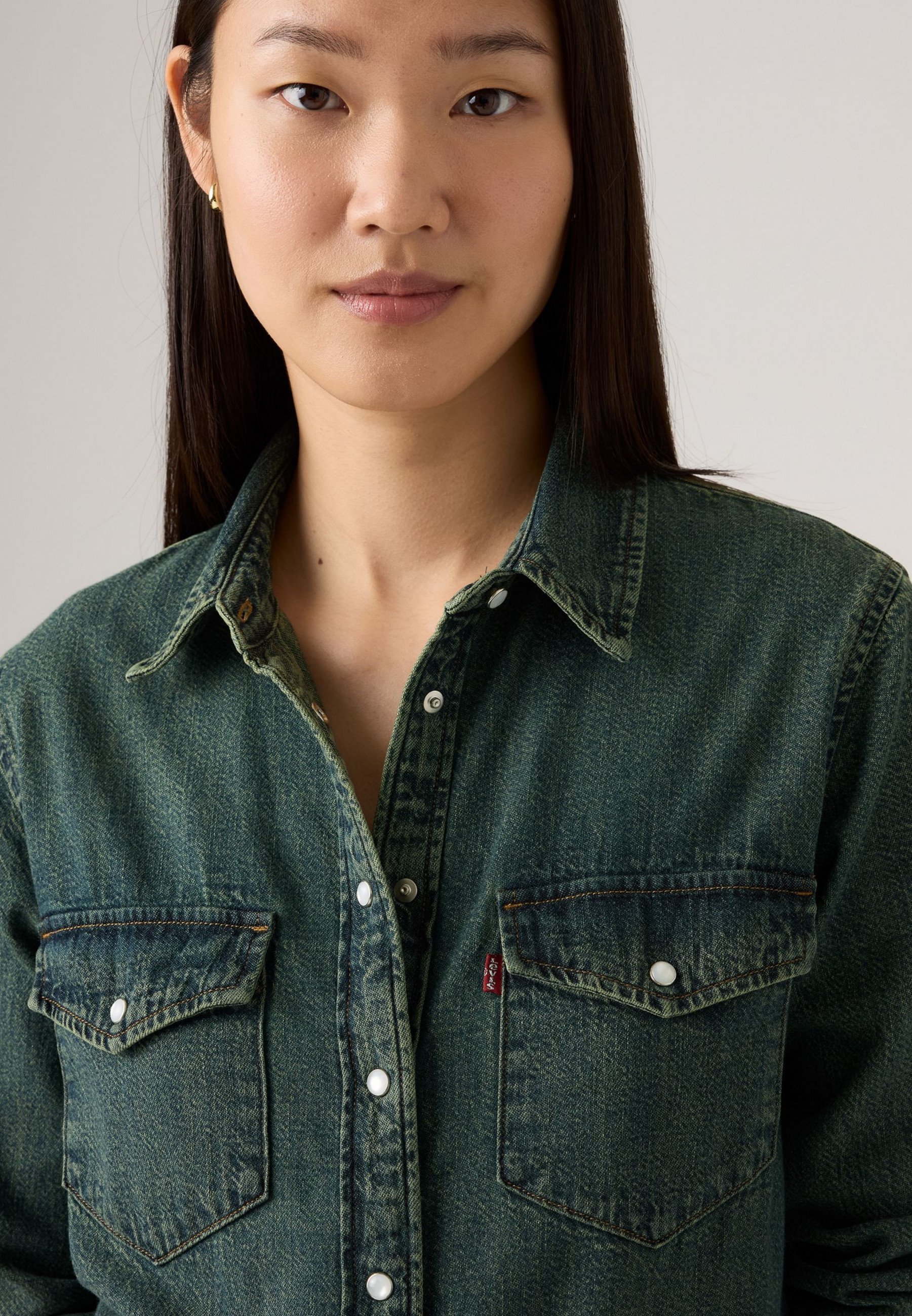 Levi's® ICONIC WESTERN - Blouse met knoopsluiting - donkerblauwe denim