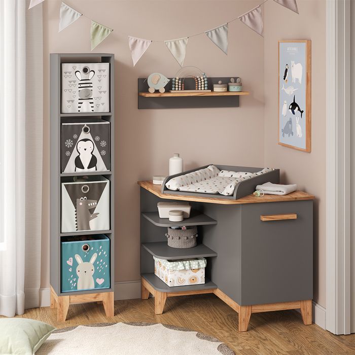 Cambiador Malia de 85x85,2 cm con puerta, color gris/artesanal Vitalispa 58362