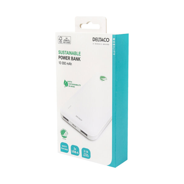 Powerbank PB-S1000 med 10 000 mAh og 2x USB-A