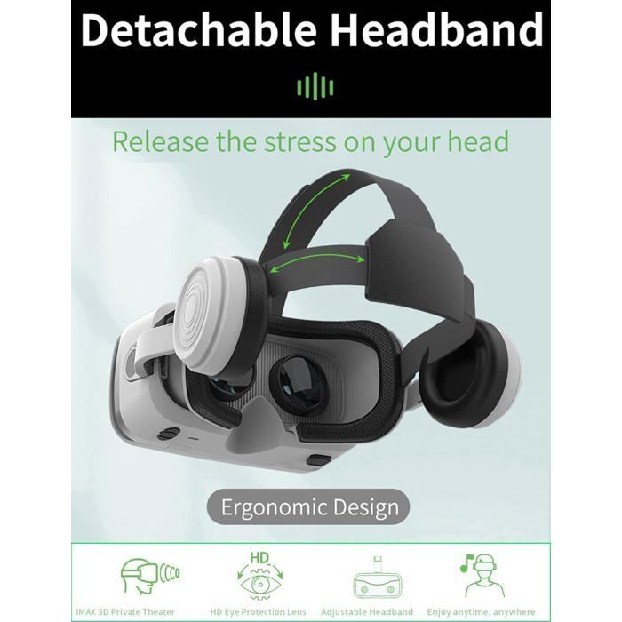 Visore per realtà virtuale - ZGEER - Compatibile con smartphone da 4,7 a 7,2 pollici - Bianco - Visione 3D - Angolo di visione di 120°