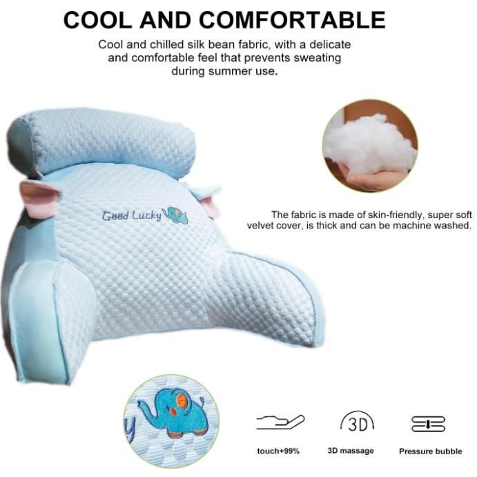 Ice Silk Cute Reading Pillow,Coussin de Dos avec accoudoirs,Coussin de Lecture pour lit,canapé,Coussin de Dossier avec accoudoirs