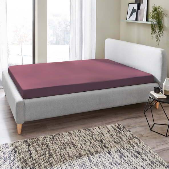 Jersey fitted sheet, 90-100 x 200 cm, burgundy