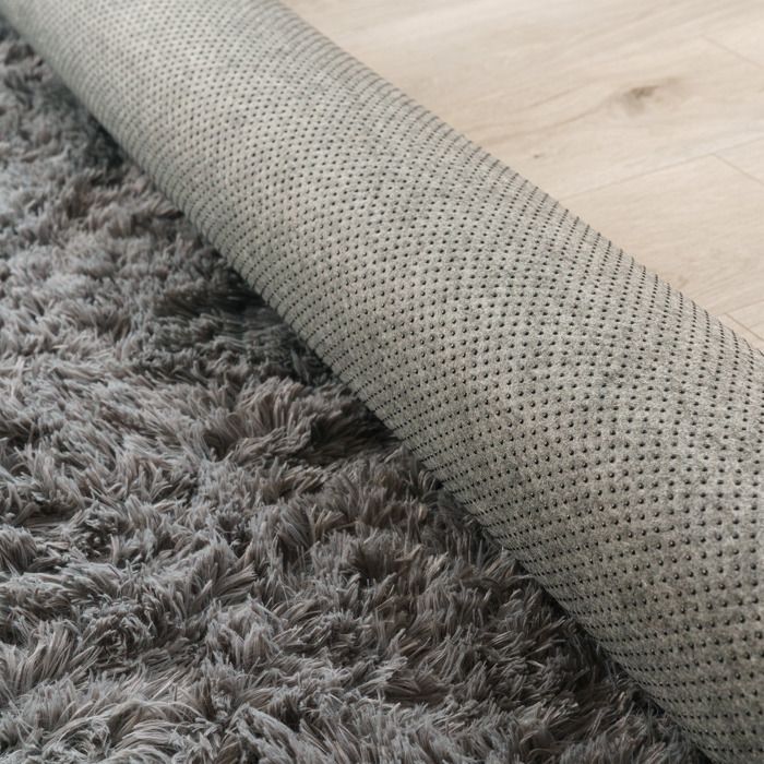 Alfombra Paco Home de pelo largo y suave para salón, de piel sintética, suave y mullida, gris, 160x220 cm.