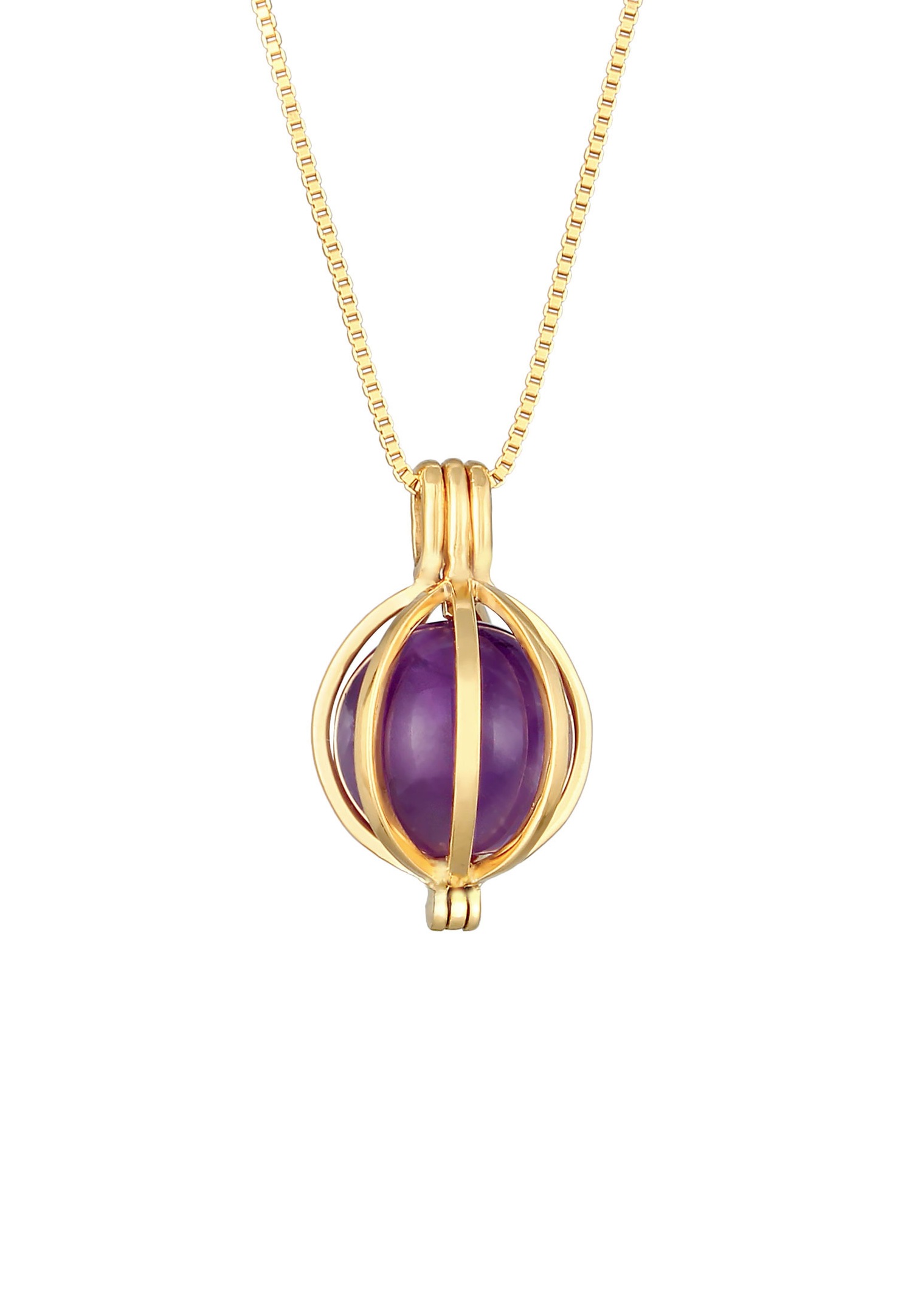Elli PREMIUM Pendentif boule de dame Tendance violette avec améthyste en argent sterling 925 plaqué or
