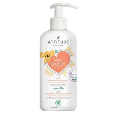 „Attitude“ kūdikių šampūnas ir dušo želė, kriaušių kvapo, 473 ml