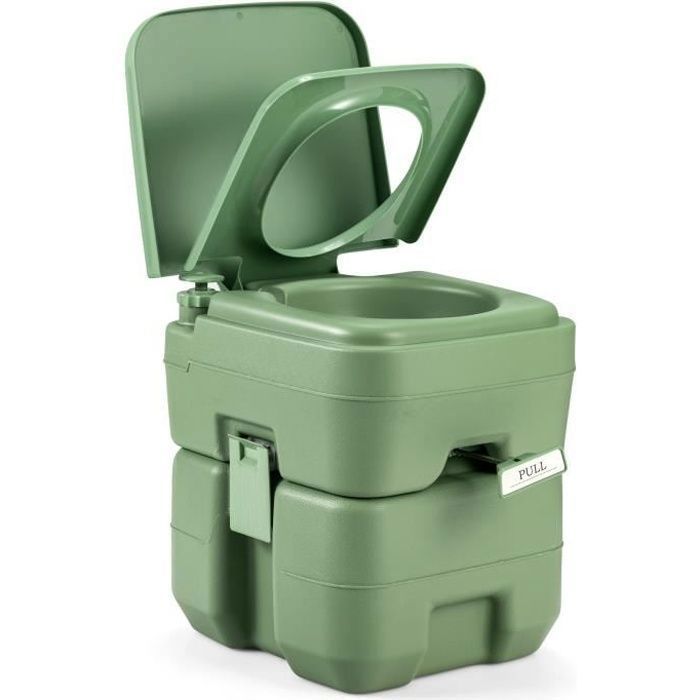 Inodoro químico portátil COSTWAY - Inodoro seco de HDPE de 20 L para autocaravanas, caravanas y hospitales - Carga máxima: 100 kg - Verde