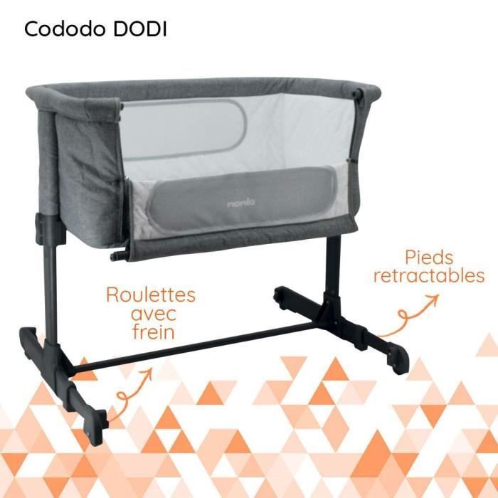 Lettino da viaggio 2 in 1 NANIA DODI per co-sleeping - Materasso ultra confortevole di 4 cm di spessore - L 80 x P 42 cm