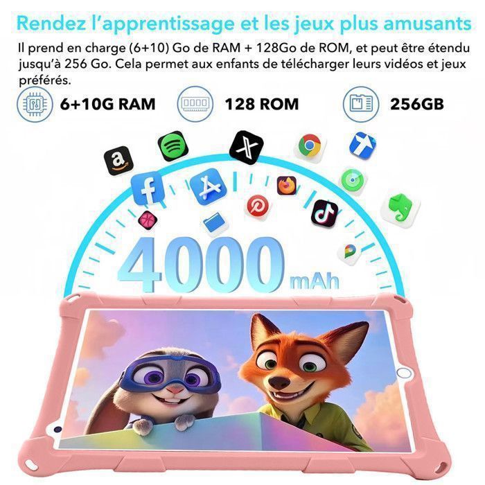 Tablet Android 13 de 8 polegadas para crianças, 6 GB de RAM, 128 GB de ROM, Wi-Fi 5G, Controle Parental, Certificado pela Google Play Store