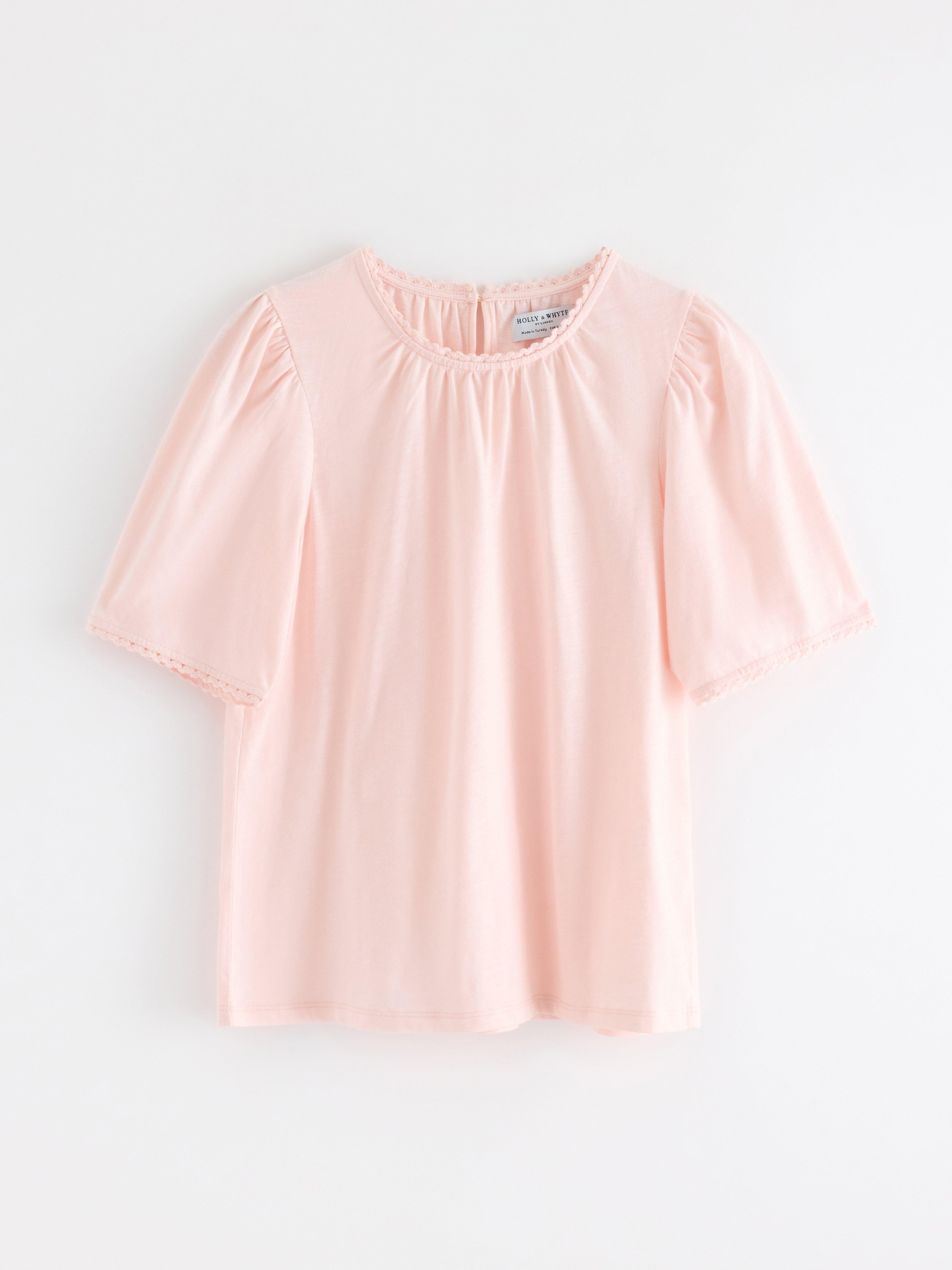 Top de manga corta rosa claro