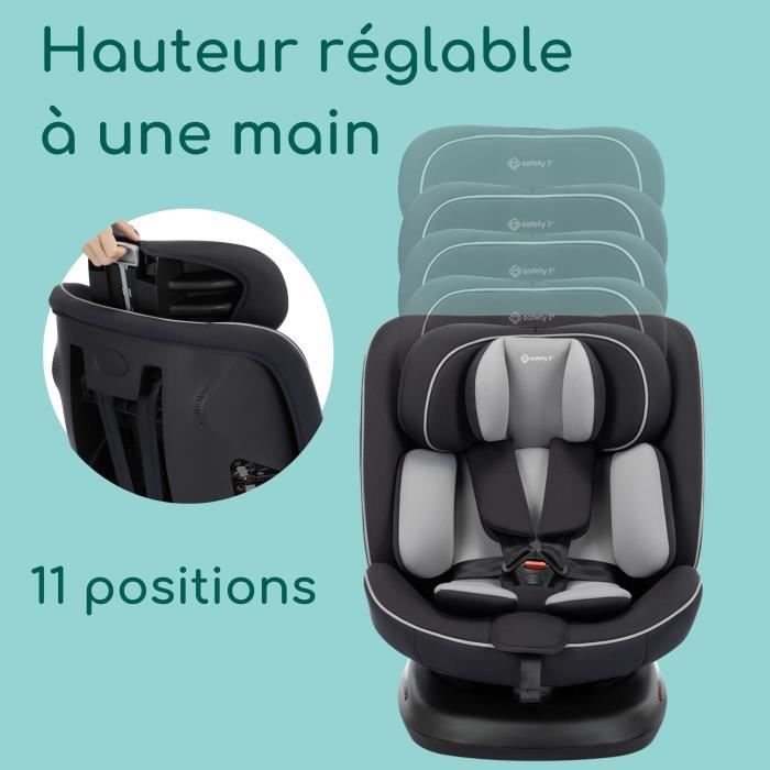 Seggiolino auto SAFETY 1ST Cosmo I-Safe I-Size, da 0 a 12 anni, 40 - 150 cm, con cintura di sicurezza, facile installazione, rotazione a 360°, nero.