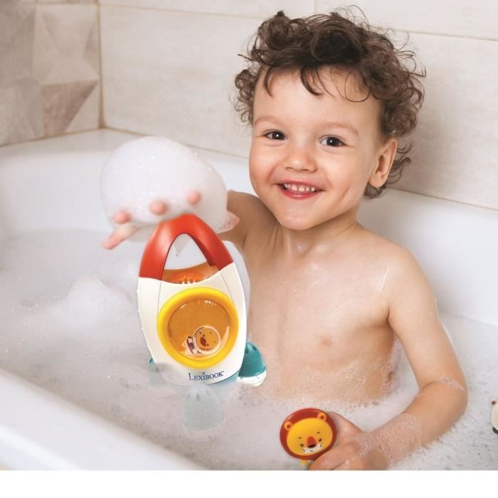 Juguete de baño con forma de cohete y 3 animales de peluche - LEXIBOOK - para niños de 18 meses en adelante - chorros de agua giratorios
