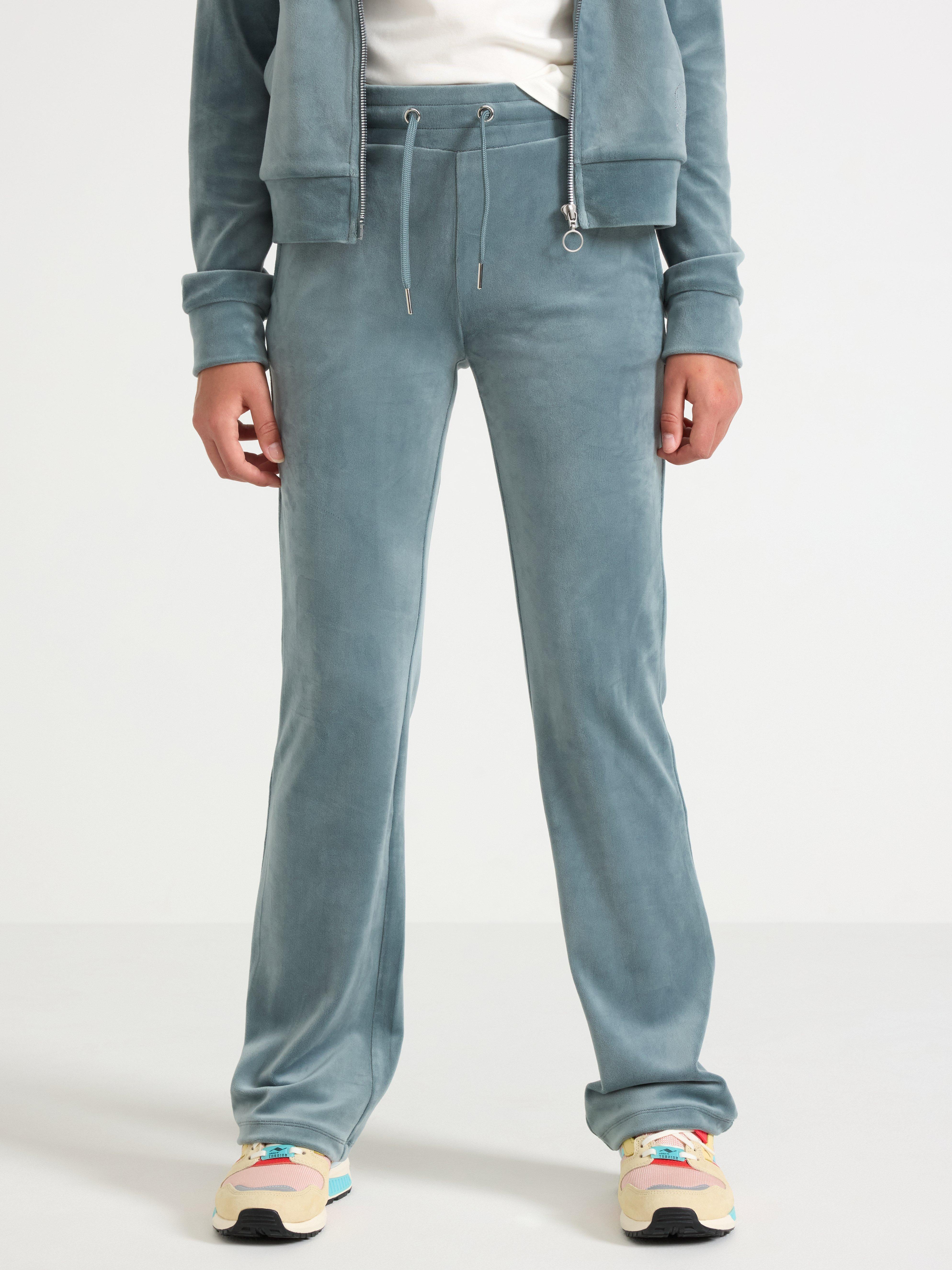 Dusty Aqua velour slengbukser