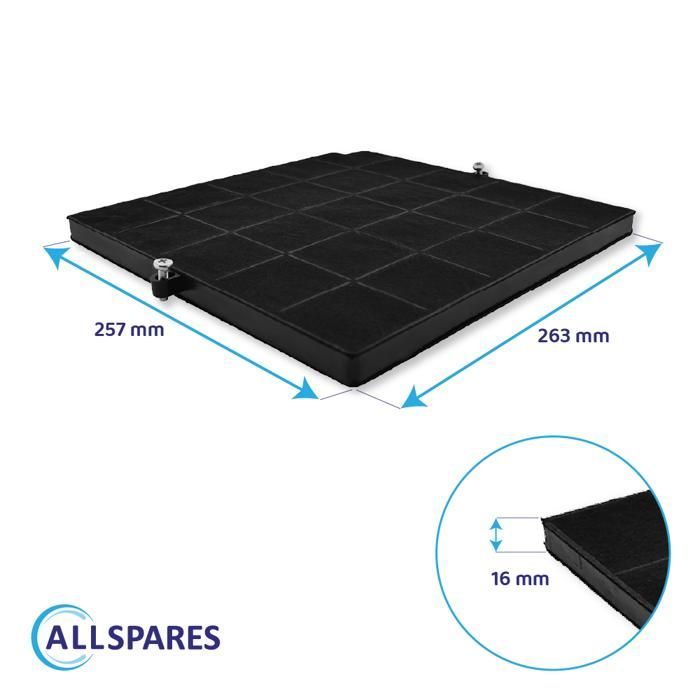 Filtro de carbón - AIRFORCE - FC120 - 260x256x17mm - Diseñado para campanas extractoras - Marca ARTHUR MARTIN