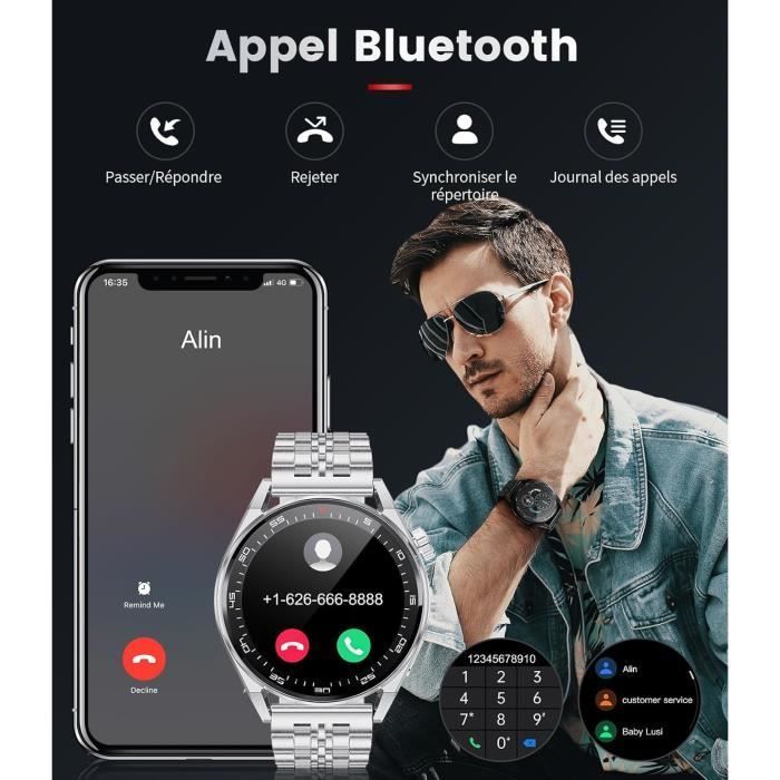 TRAHOO Heren Smartwatch - Bluetooth Bellen - Meer dan 100 Sportmodi - Draadloos Opladen - Bloeddrukmeting