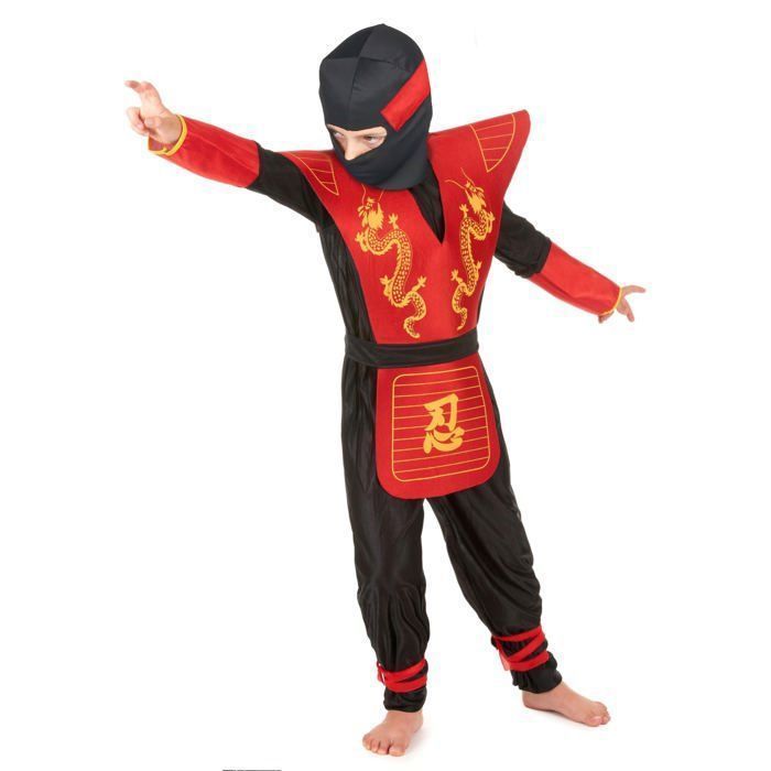 Fantasia - Fantasia de ninja com motivos de dragão para meninos