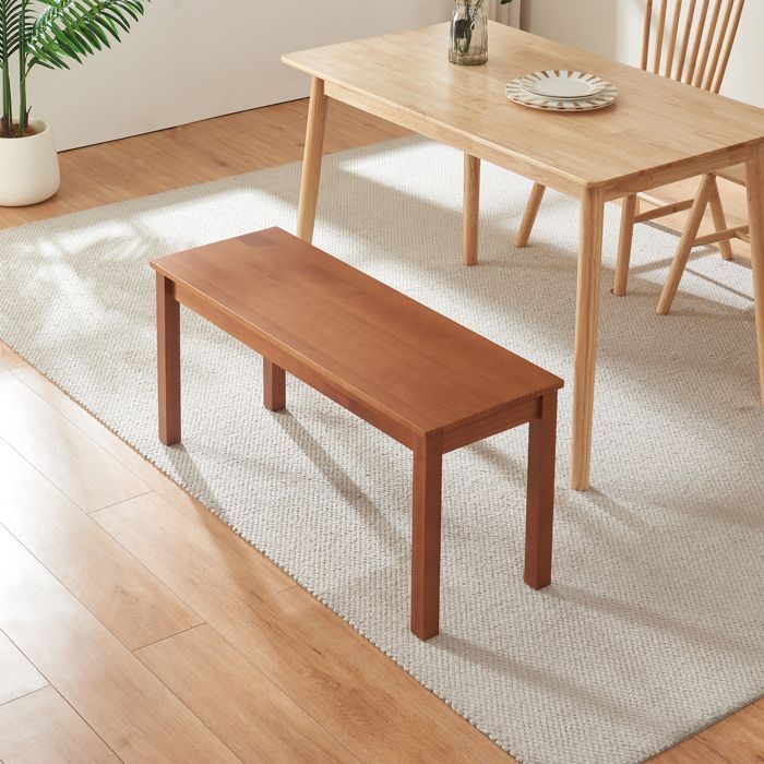 Banco de comedor Trerunulu de 100 x 35 x 45 cm con efecto nogal.