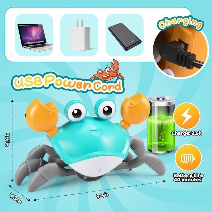 Babyspeelgoed voor kinderen van 1-2 jaar, Loopkrab voor kinderen van 2-3 jaar, Muzikaal ontwikkelingsspeelgoed, Babyspeelgoed voor 3-6-12 maanden, Cadeau-idee voor een verjaardag