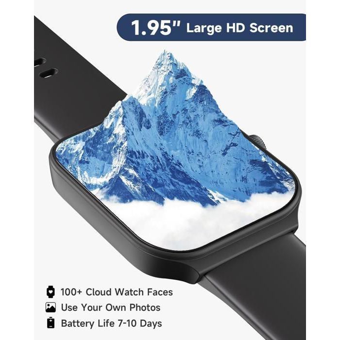 Reloj inteligente negro para mujer con pantalla de 1,95