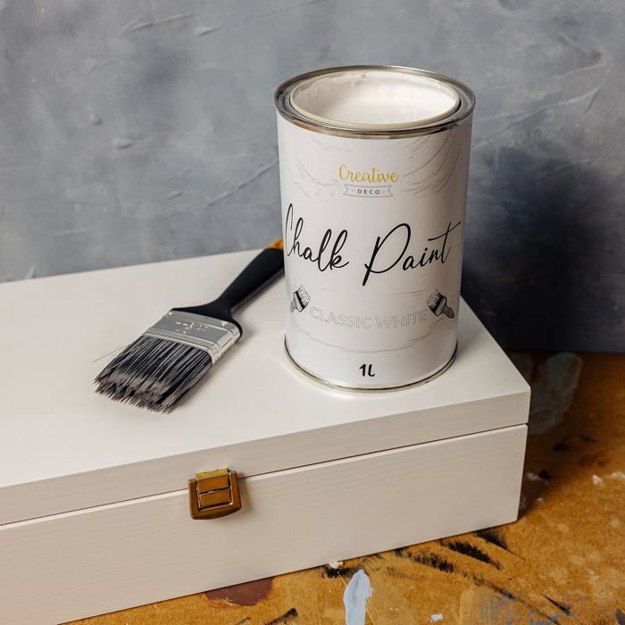 Peinture Blanche Craie - CREATIVE DECO - 1L - Effet Vintage et Antique - Mat et Lavable