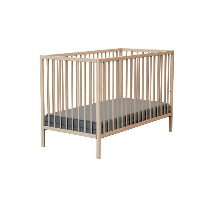 WEBABY - ONE 60x120cm Wooden Baby Cot, Raw Beech - One Size