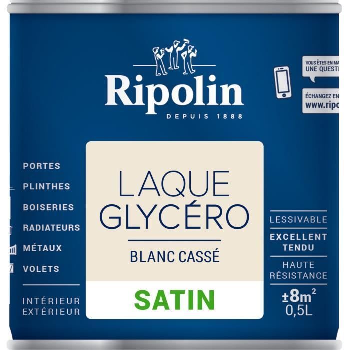 RIPOLIN Glycero Dekorlack für den Innen- und Außenbereich – Cremeweiß Satin, 0,5 l