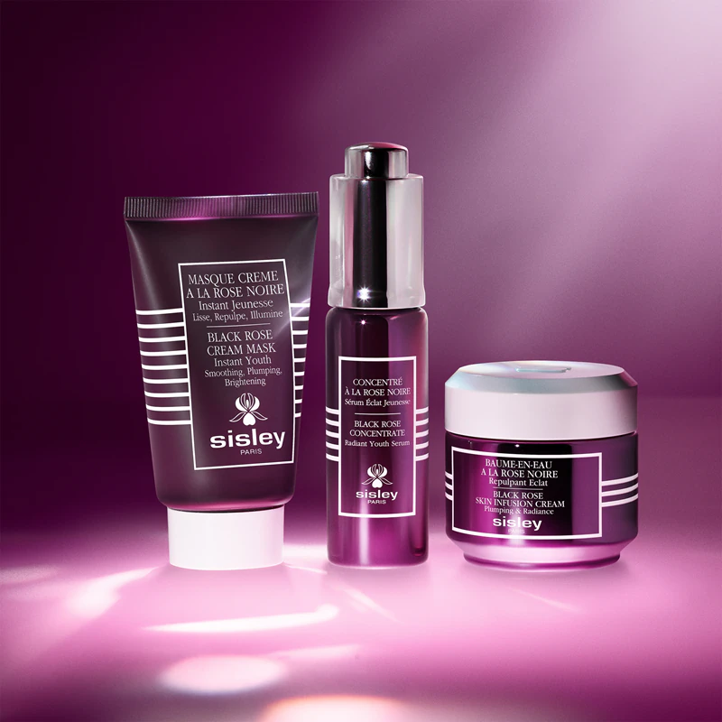 Sérum iluminador concentrado Black Rose da Sisley com propriedades rejuvenescedoras.