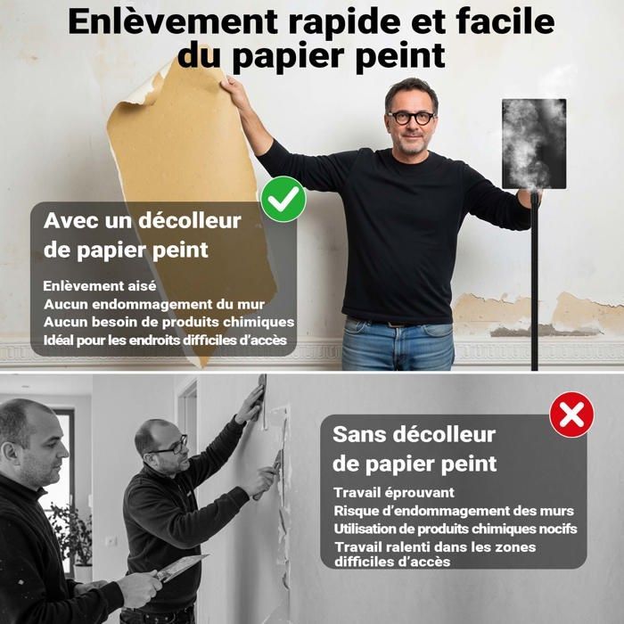 Décolleuse de papier peint à vapeur Puissance 2200W Réservoir 4,5L Durée de fonctionnement 70 min