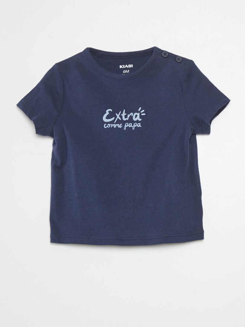 T-shirt met korte mouwen en opdruk - BLAUW