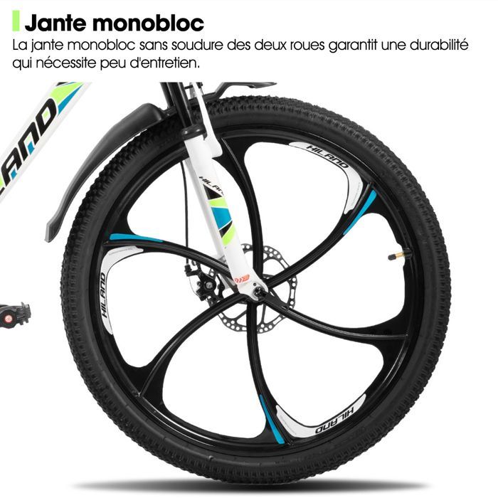 Hiland 26-inch adult mountain bike, 6 spokes, 18 speeds, with dual disc brakes, aluminum frame, for men and women
