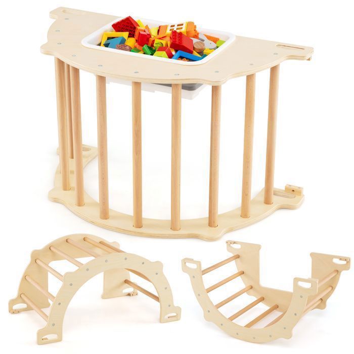 DREAMADE Schaukelspielzeug für Kinder, Montessori-Kletterbogen mit abnehmbarer und faltbarer Aufbewahrungsbox, 50 kg