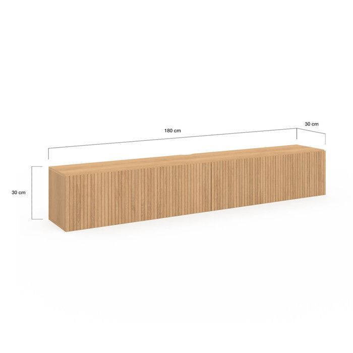 IDMARKET JULIETTE 180 cm wandmeubel voor tv met houten latten en profielen, eikenhouten afwerking