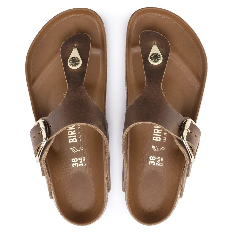 Gizeh Big Buckle Pelle oliata - Cognac Cognac