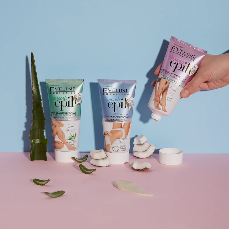 Creme depilatório corporal Smooth Epil da Eveline Cosmetics para pele sensível.