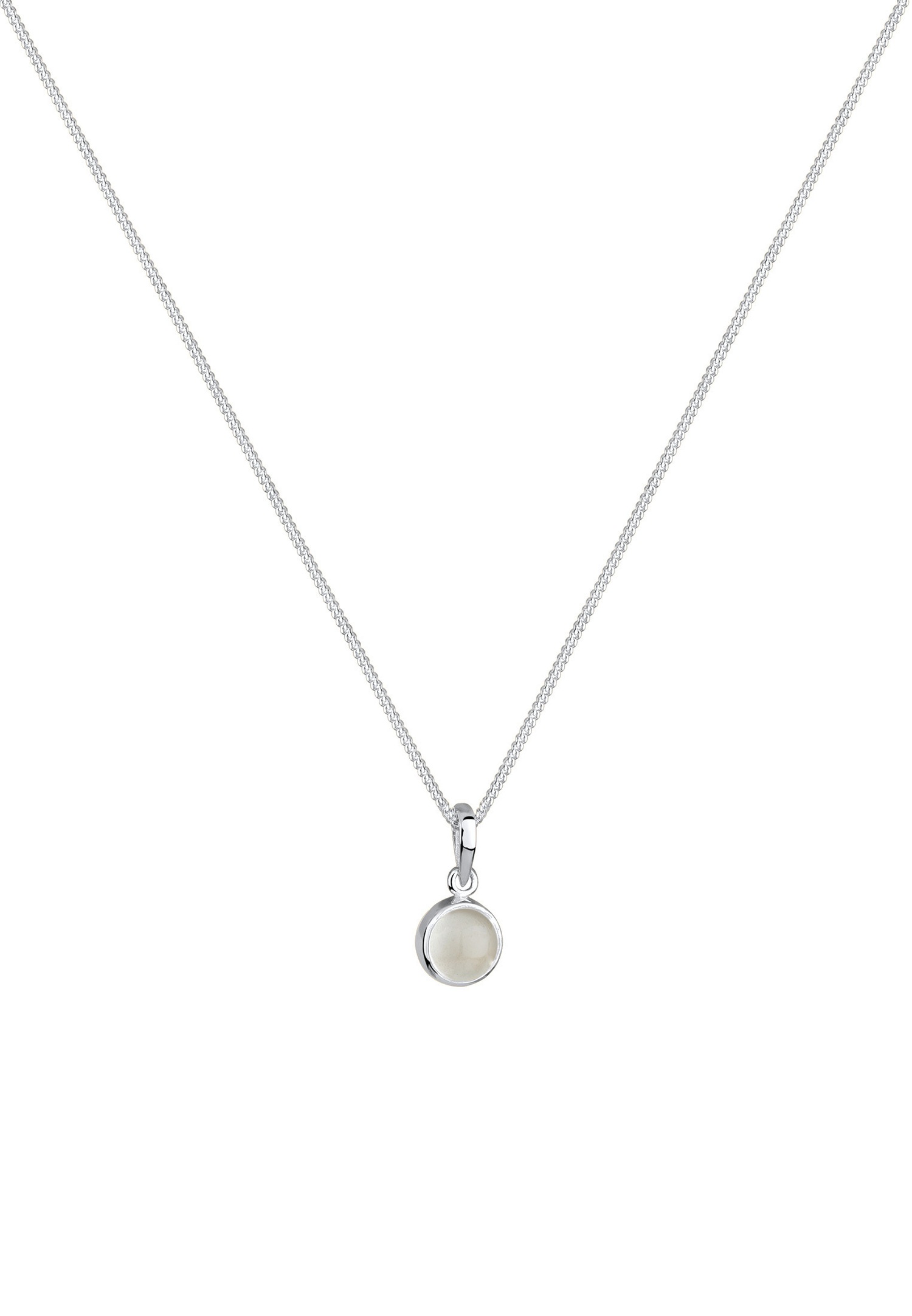 Elli Femmes Pendentif Rond avec Pierre de Lune en Argent Sterling 925