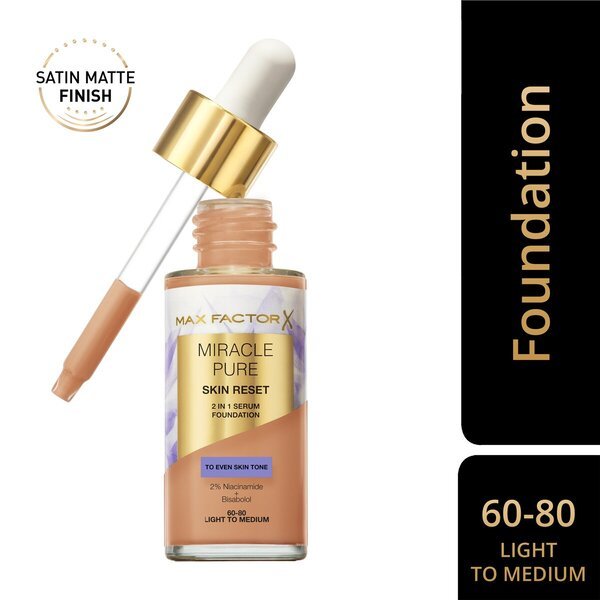 Max Factor Miracle Pure Skin Reset 60-80 Light to Medium 2-in-1 Serum Foundation 30 ml