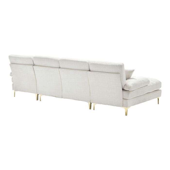 U-shaped chenille sofa with reclining seats, beige