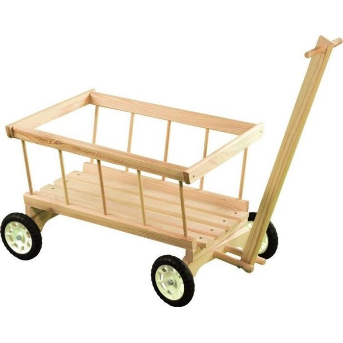 Wagen - BÄCZEK - Kleiner Wagen mit drehbarer Leiter - Holz - Braun - Wird in einer Schachtel geliefert