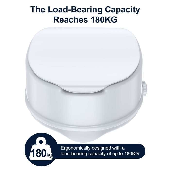 Rehausseur WC 15 cm avec couvercle, siège toilette ergonomique antidérapant jusqu’à 180 kg