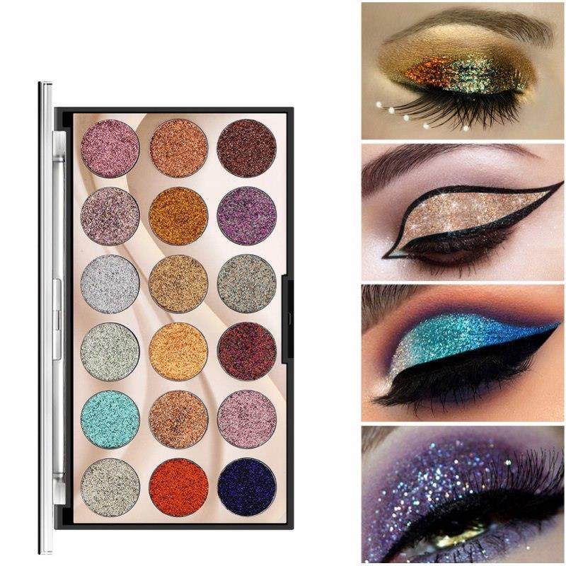Palette de fards à paupières à paillettes, waterproof et longue tenue, poudre brillante et pigmentée, kit de maquillage
