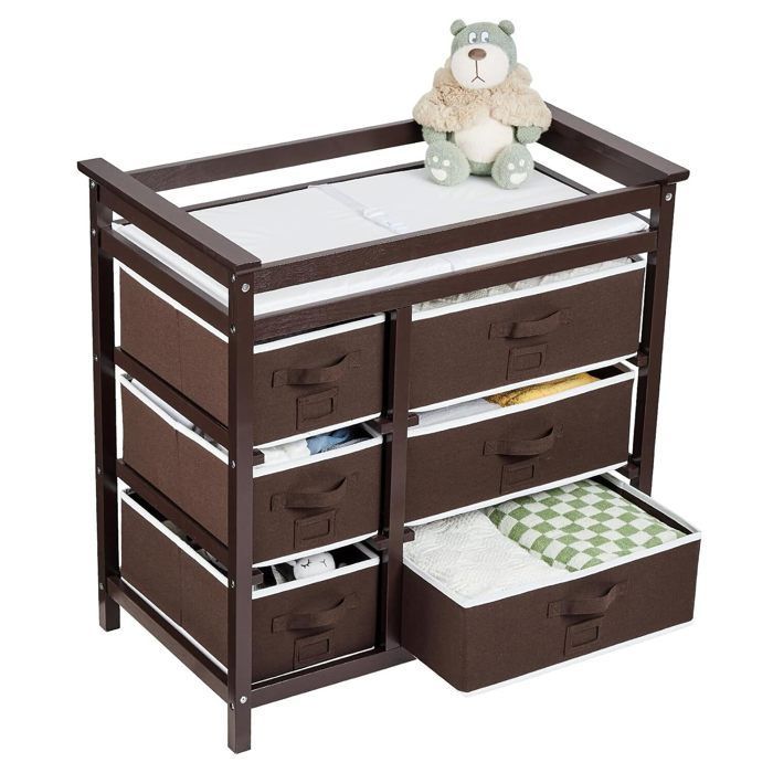 2-in-1 Changing Table, Baby Changing Unit, Dresser with 6 Drawers - Storage Drawer