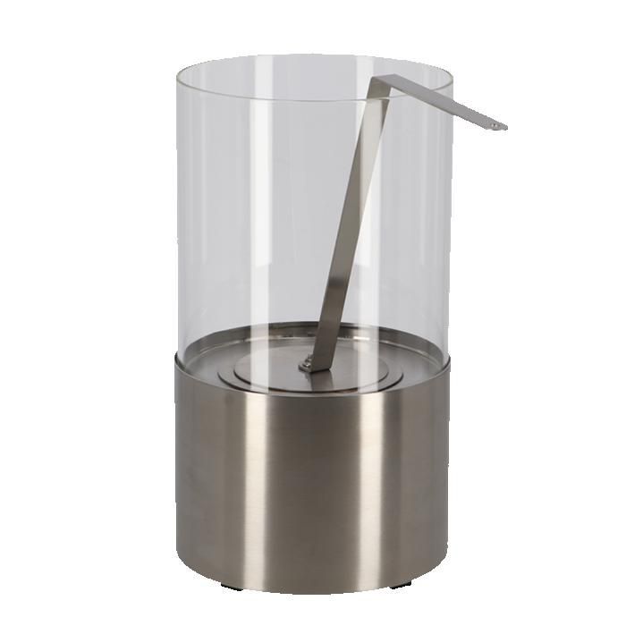 Feuerstelle – FANCY FLAMES – Bioethanol-Tischkamin – Silber – Durchmesser 16,4 cm – Höhe 29 cm