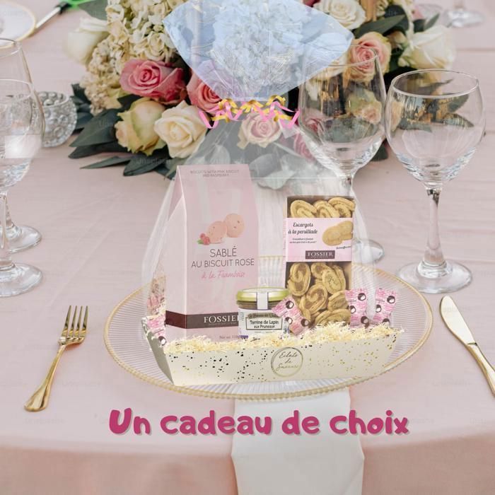 Fossier & Monbana Gourmet Cadeaupakket | Roze koekjes en marshmallows, terrine en hartige bladerdeeggebakjes | Ideaal om cadeau te geven