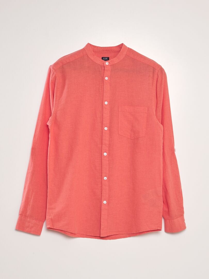 Camisa com gola mandarim - ROSA