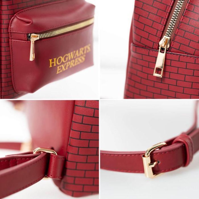 Rugzak - HARRY POTTER - Perron 9¾ (Hogwarts Express) - Baksteenrood effect - Gouden details - Verstelbare schouderbanden