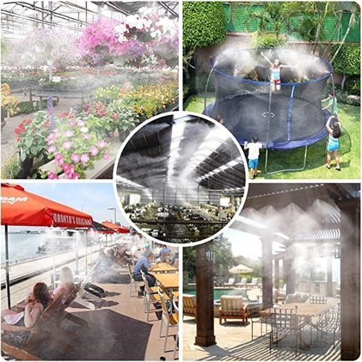 Sistema de nebulización exterior, sistema de nebulización de 18 m para terrazas, patios, jardines, invernaderos, trampolines y parques acuáticos.